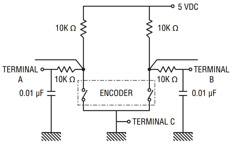 アプリケーション回路図 - Bourns PEC04インクリメンタルマイクロエンコーダ